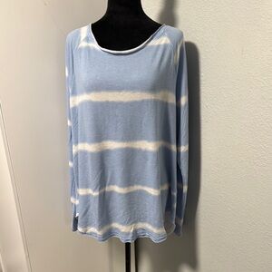 Sky Blue and White Striped Long Sleeve Tee